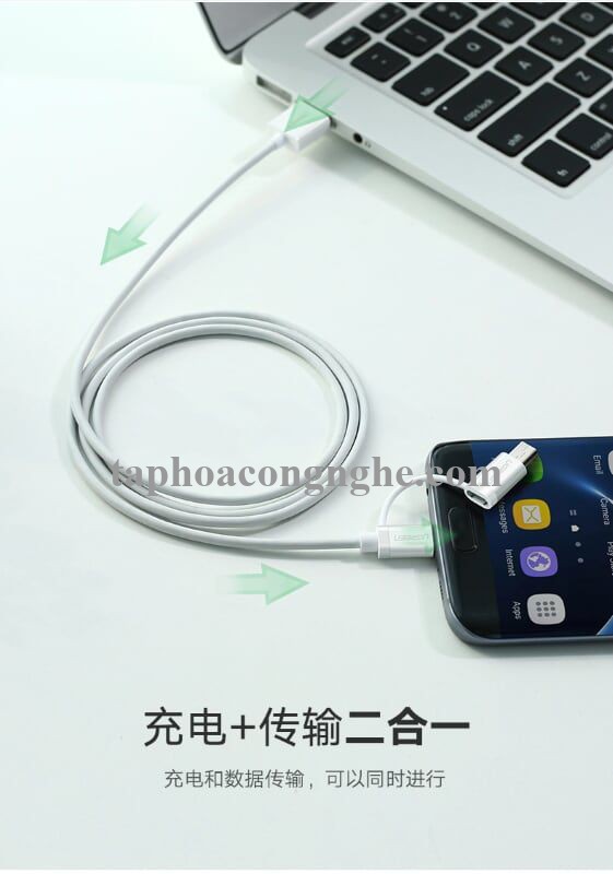 Ugreen 40770 0.5M màu Trắng Cáp sạc truyền dữ liệu USB 2.0 sang MICRO USB + MINI USB US178 30040770